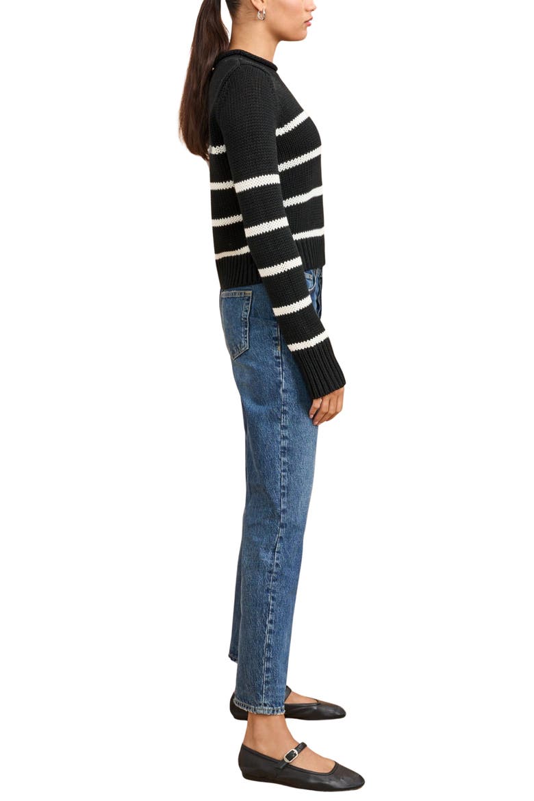 Mini Marina Sweater, Alternate, color, Black/Cream