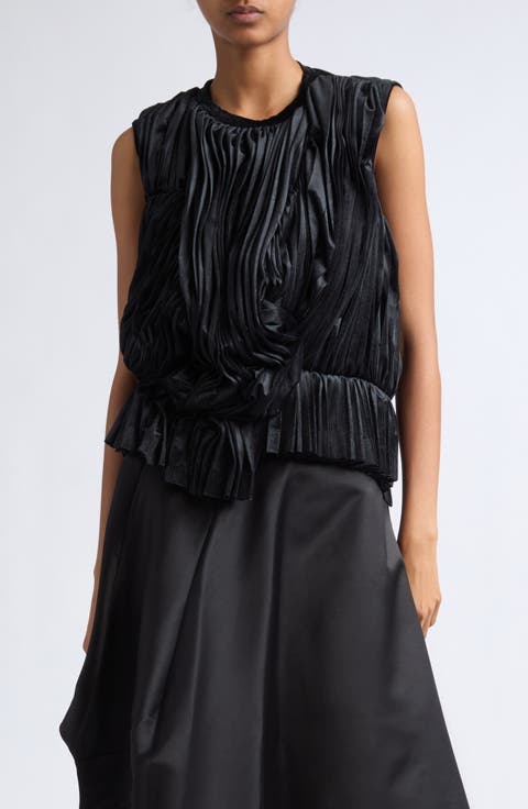 Pleated Stretch Velour Tank