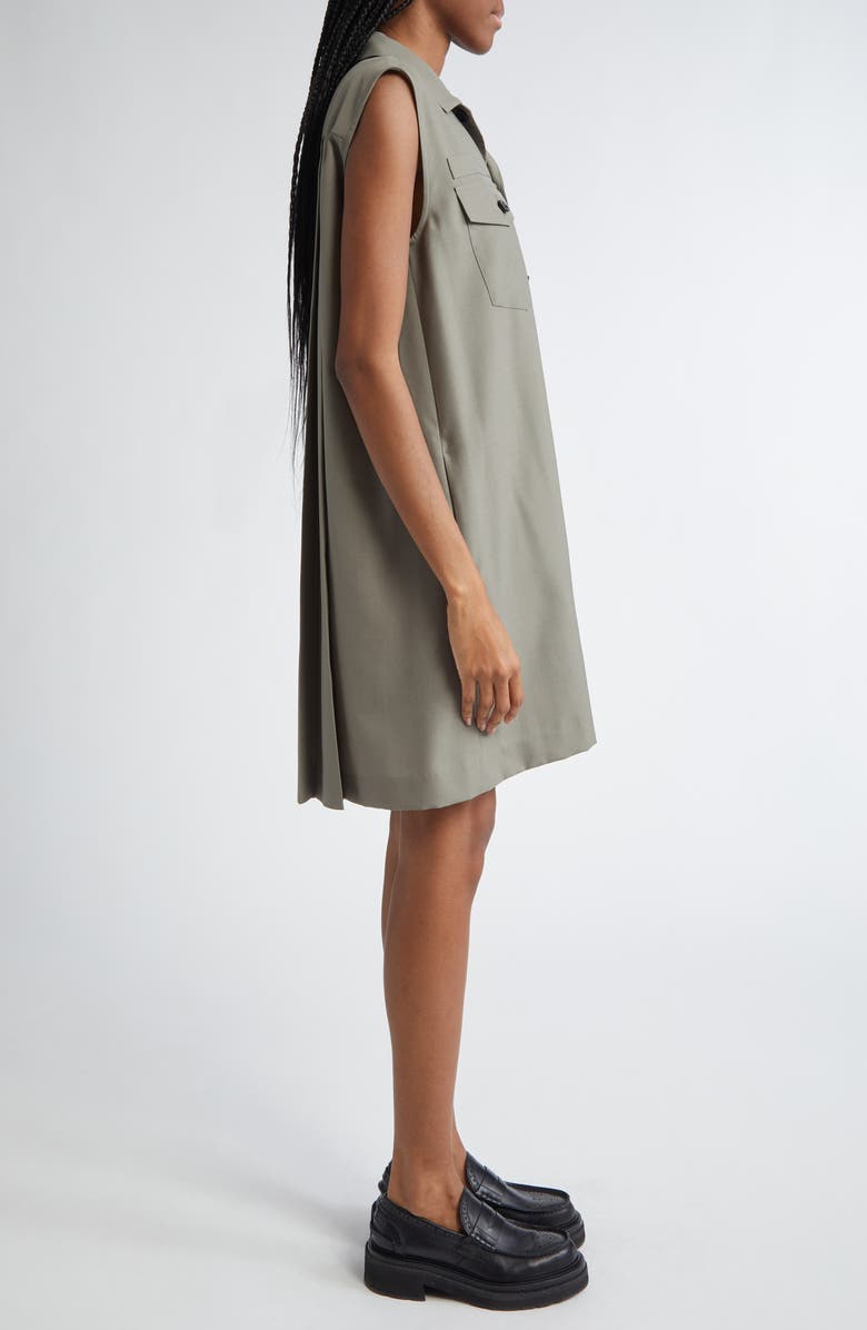 Sacai Pleated Sleeveless Suiting Dress, Alternate, color, 