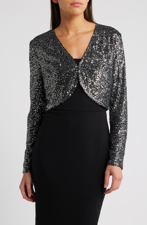 Chelsea28 Sequin Long Sleeve Bolero in Silver 