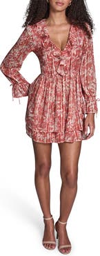BCBG Floral Chiffon Long Sleeve Minidress