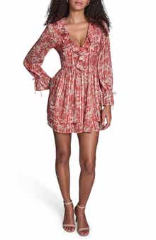 BCBG Floral Chiffon Long Sleeve Minidress