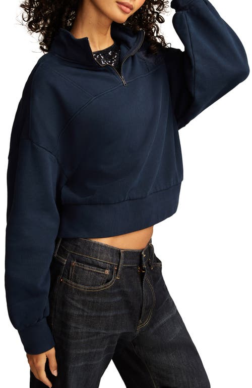 LUCKY BRAND LUCKY BRAND EMBROIDERED QUARTER ZIP FLEECE