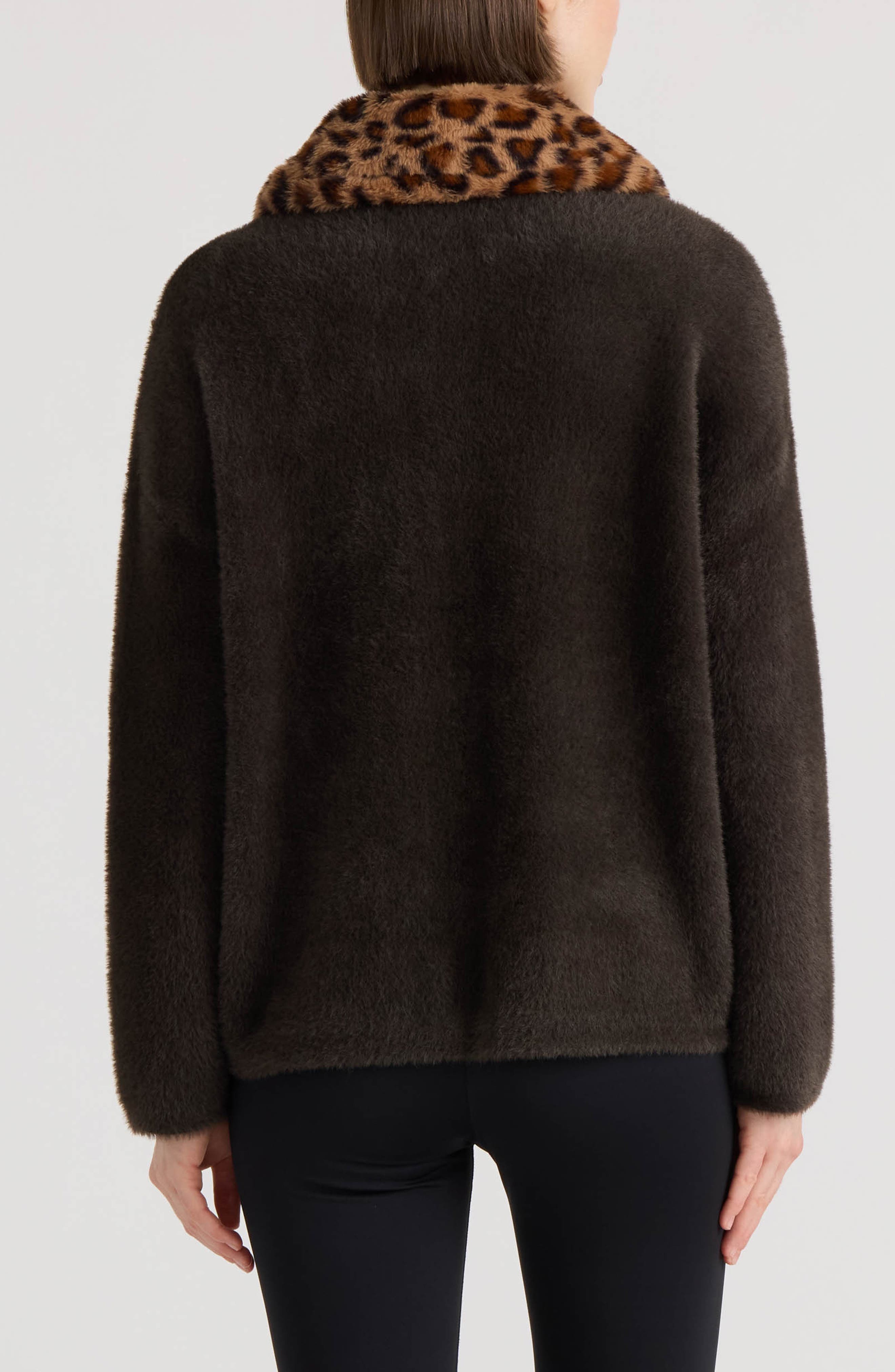 NVLT Eyelash Crop Coatigan with Faux Fur Collar (Women) | Nordstrom