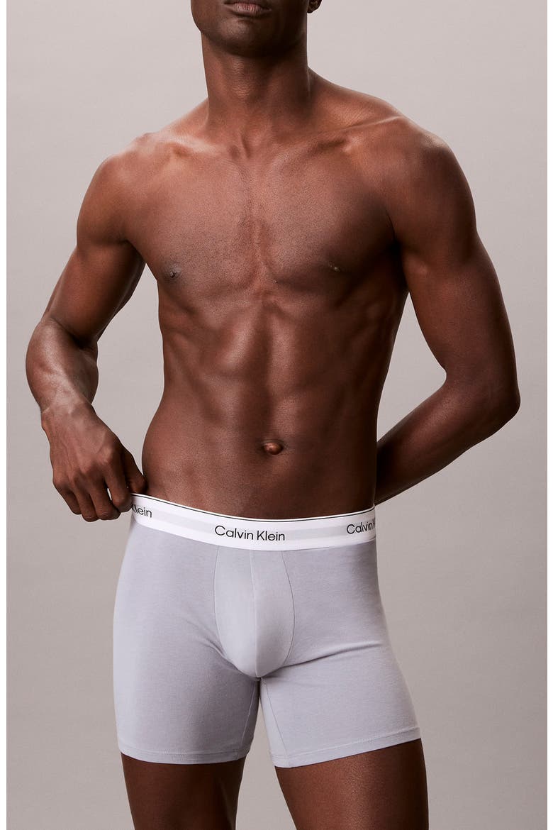 Icon 3-Pack Stretch Cotton Boxer Briefs, Main, color, MISTY GREY/ DIAMOND SHORELINE