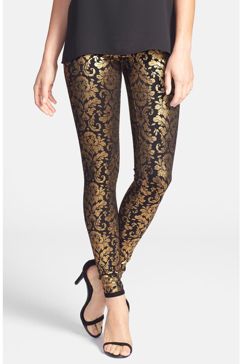 Foiled Ponte Knit Leggings, Main, color, GOLD