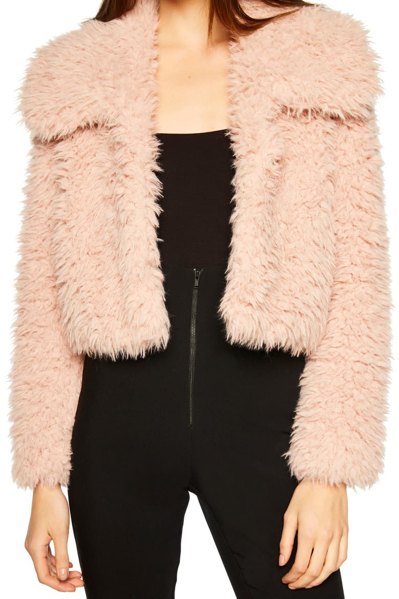 Faux Fur Jacket, Alternate, color, POWDER PINK