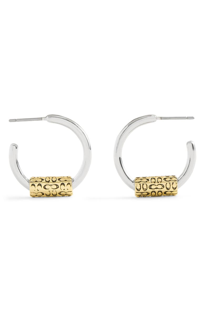 COACH Logo Bead Huggie Earrings, Alternate, color, 