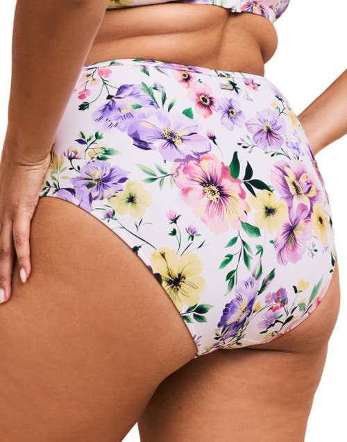 Shop Adore Me Valcea Swimwear High-rise Bikini Bottom In Floral Purple