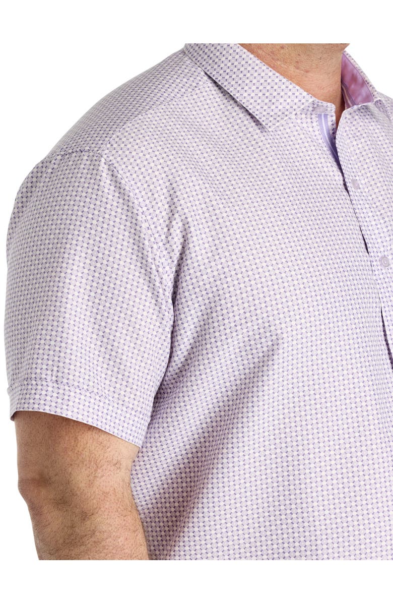 Synrgy by DXL Big & Tall Microfiber Geometric Print Sport Shirt, Alternate, color, Lavender