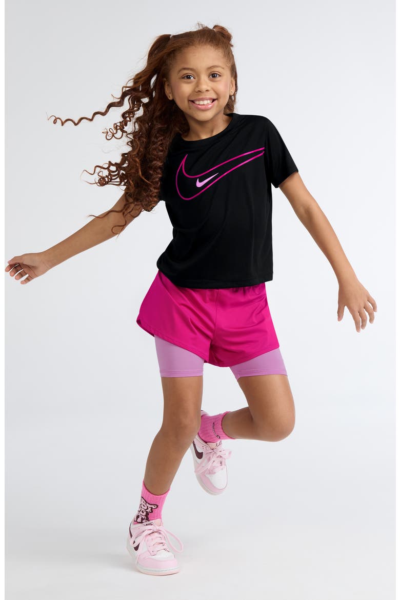 Kids' Dri-FIT T-Shirt & Twofer Shorts Set, Alternate, color, VIVID PINK