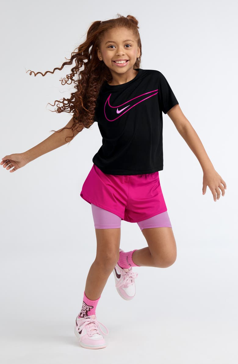 Nike Kids' Dri-FIT T-Shirt & Twofer Shorts Set, Alternate, color, Vivid Pink