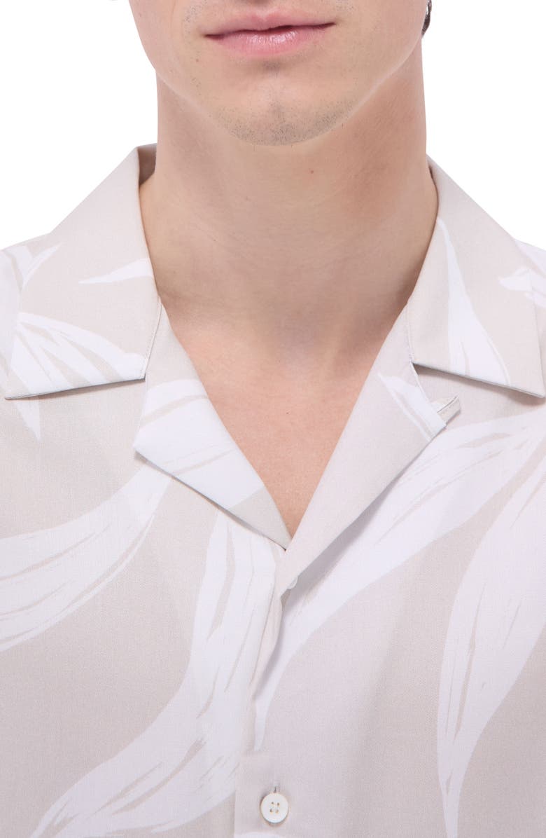 Bugatchi Jackson Leaf Print Lyocell Camp Shirt, Alternate, color,