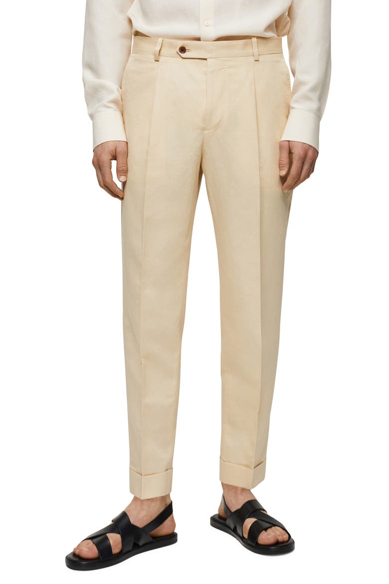 Slim Fit Linen & Cotton Pants, Main, color, PASTEL YELLOW