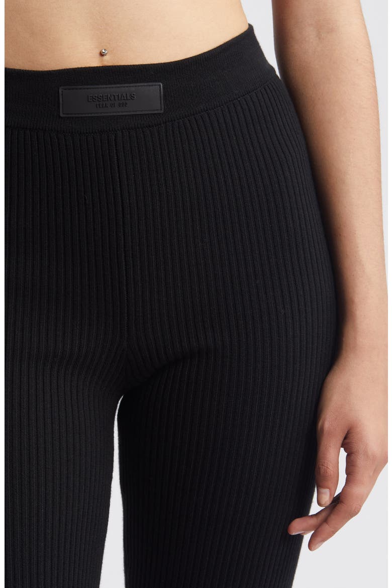 Cotton Blend Rib Leggings, Alternate, color, BLACK