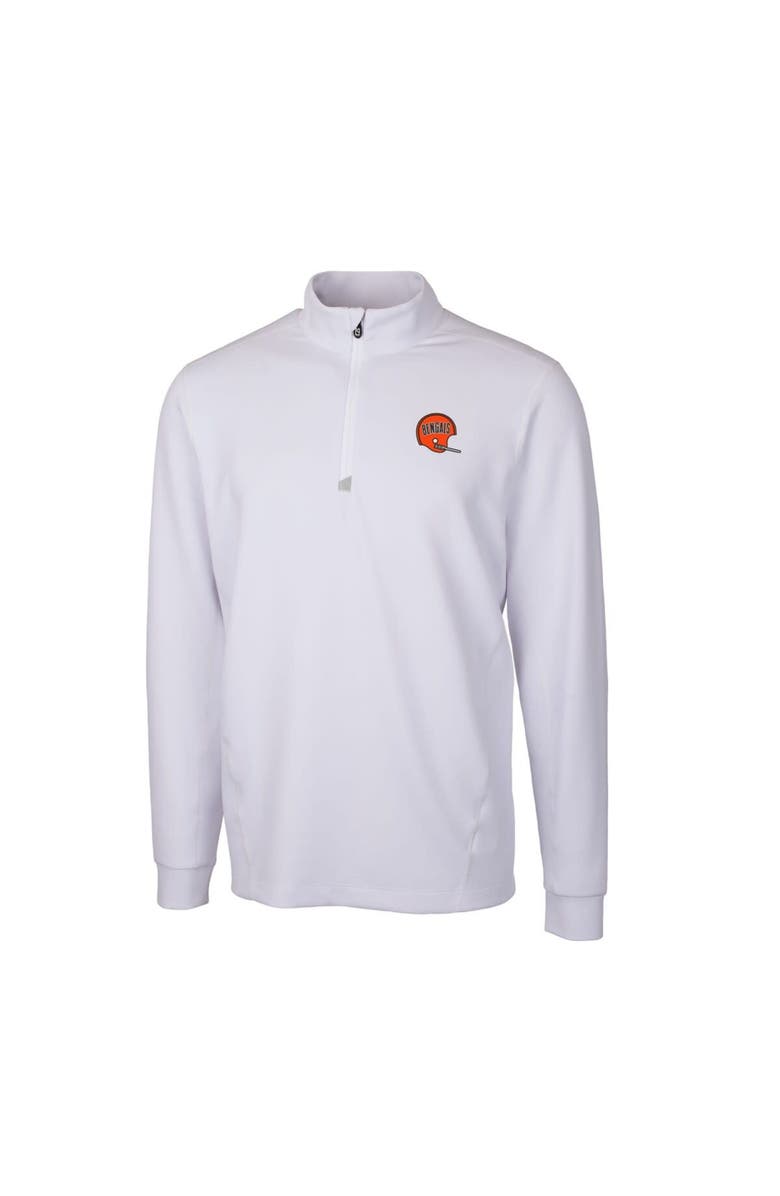 Cutter & Buck Men's Cutter & Buck White Cincinnati Bengals Throwback Logo Traverse Stretch Quarter-Zip Pullover Top, Alternate, color, 