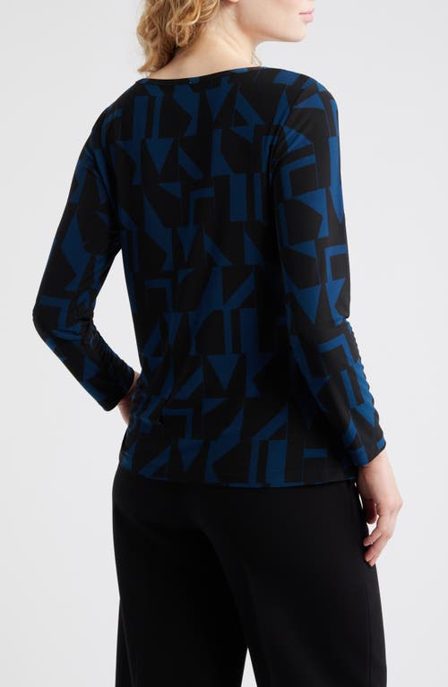 Ak Anne Klein Broken Geo Print Top In Black