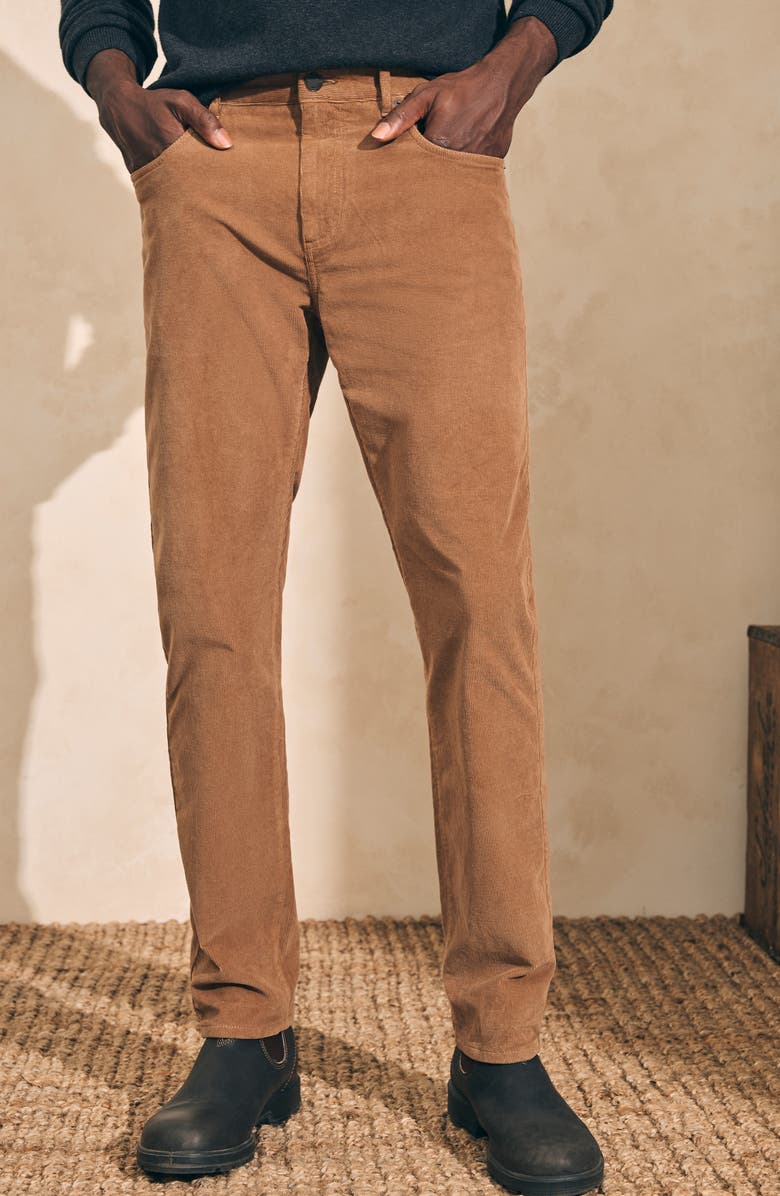 Faherty Straight Leg Stretch Corduroy Pants, Alternate, color, Raw Umber