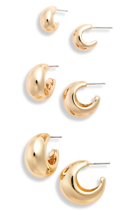 Set of 3 Wide Hoop Earrings