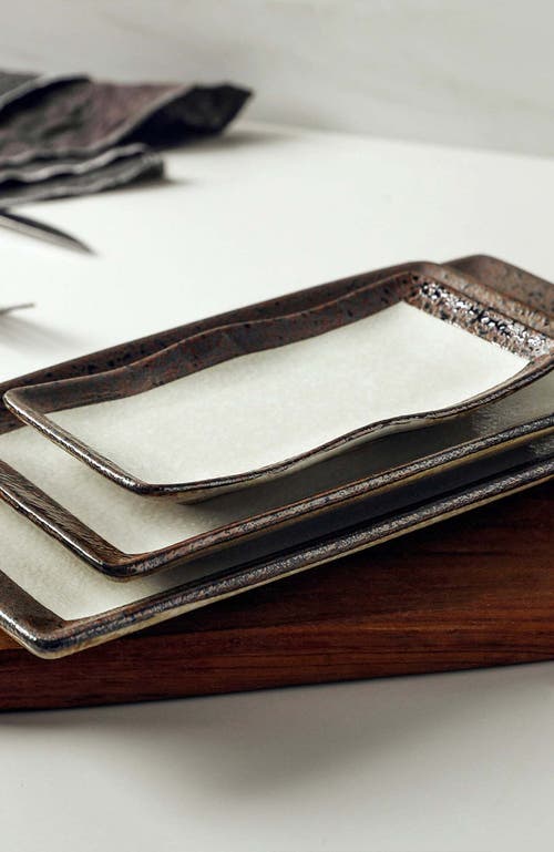 Stone Lain Lucy Porcelain 3-piece Serving Plate Set In Gray