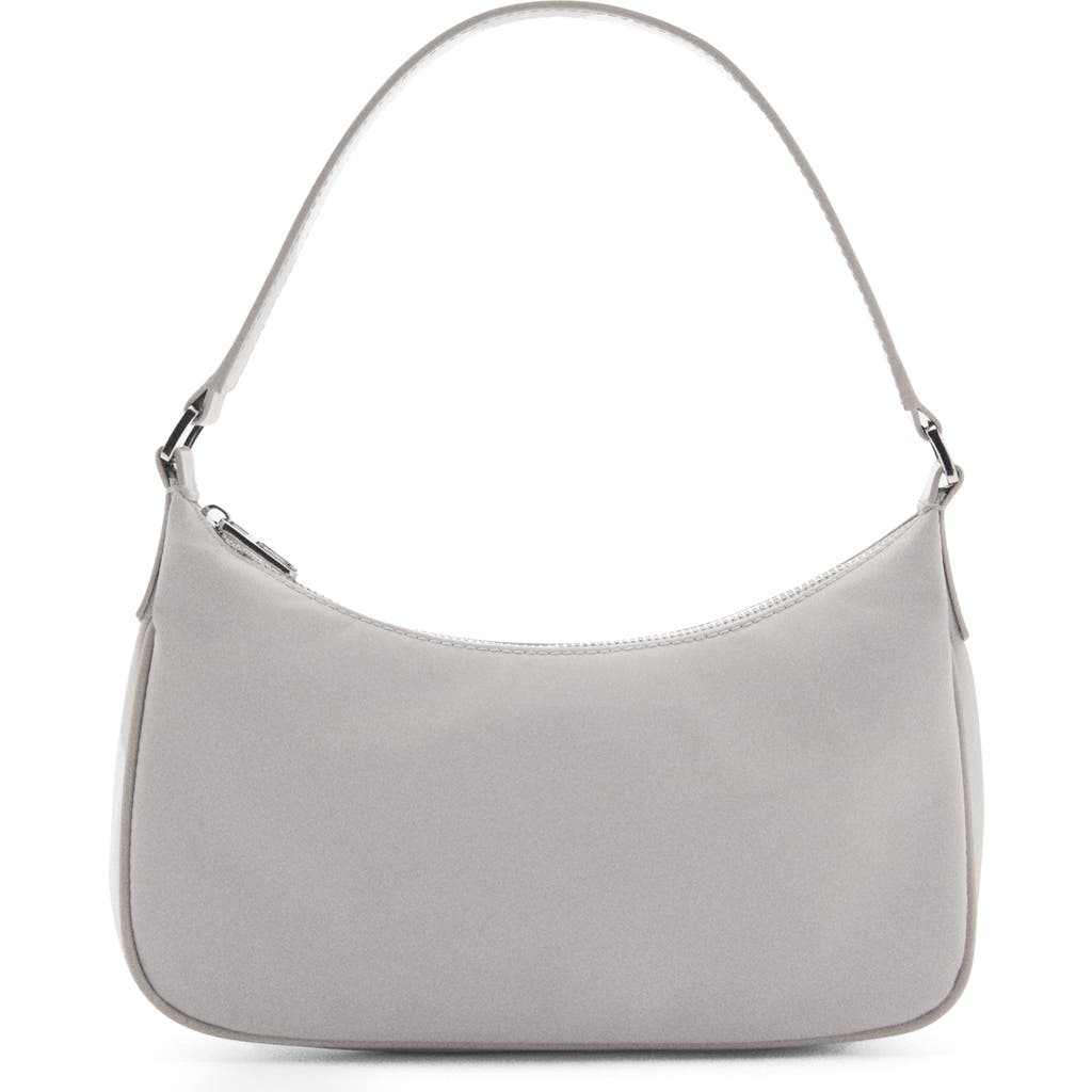 Mango Small Nylon Shoulder Bag In Gray