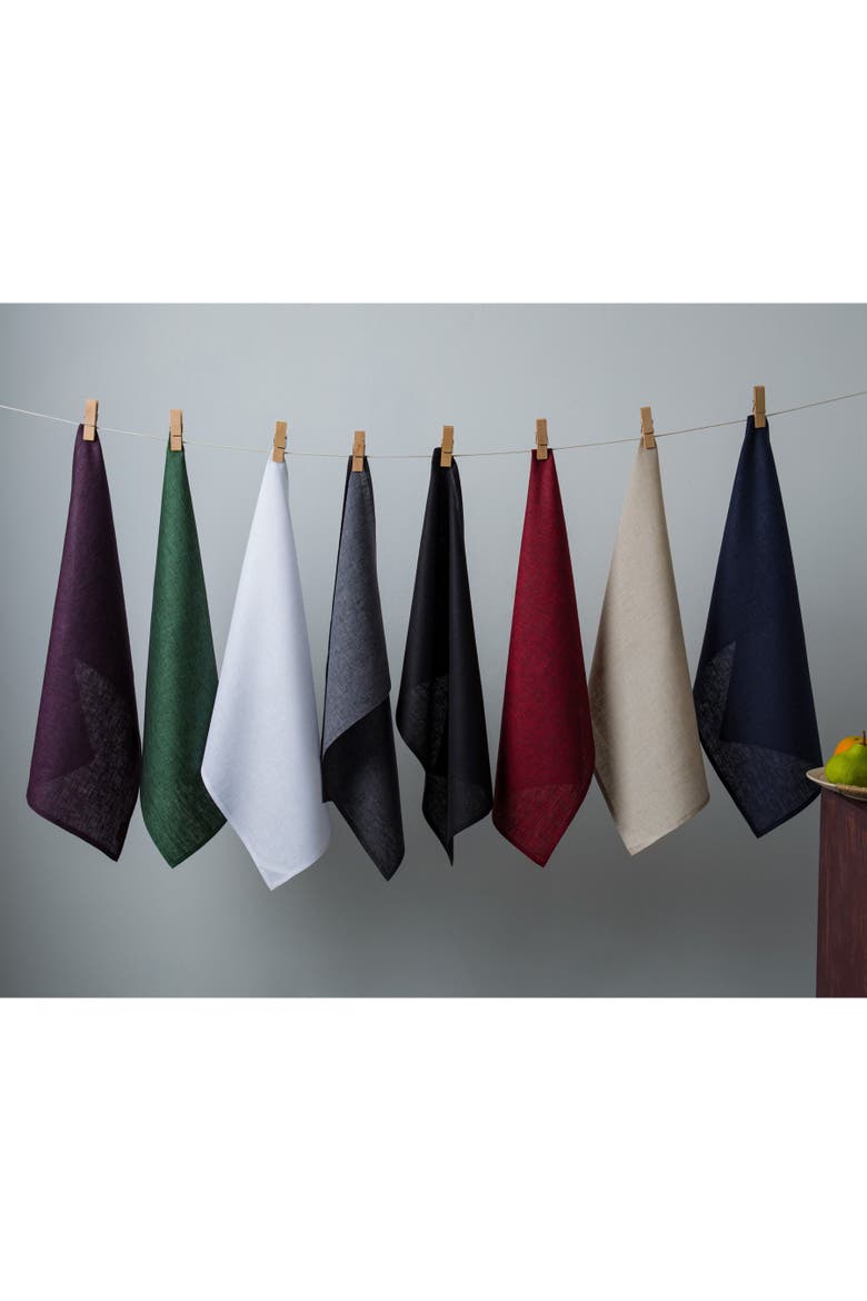 Linen Kitchen Towels Set of 2, 17 x 26" - Kitchen Linen, Alternate, color, Forest Green