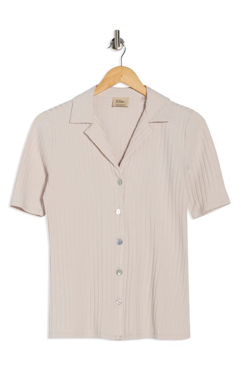 Textured Stripe Short Sleeve Button-Up Shirt