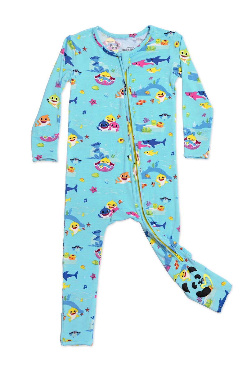 Bellabu Bear Baby Shark Fitted Convertible One-Piece Pajamas, Main, color, 