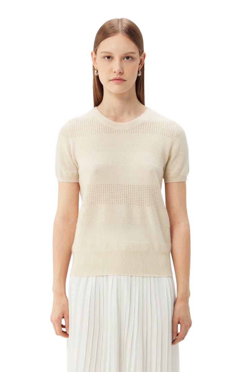 GOBI Mongolian Cashmere Short-sleeved Cashmere Crewneck Top, Alternate, color,