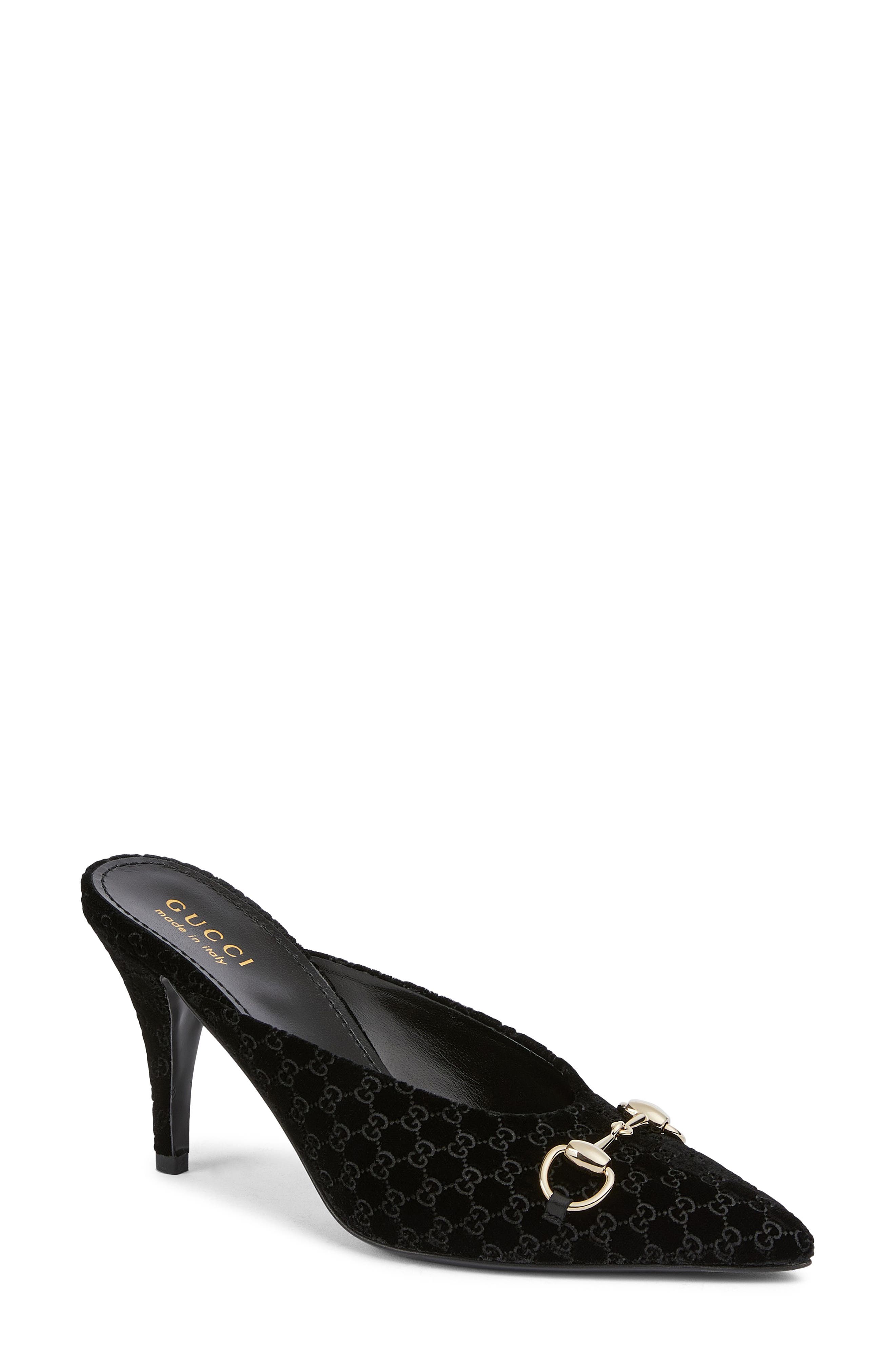 Gucci Erin Pointed Toe Mule, Main, color, 001 Black/Black