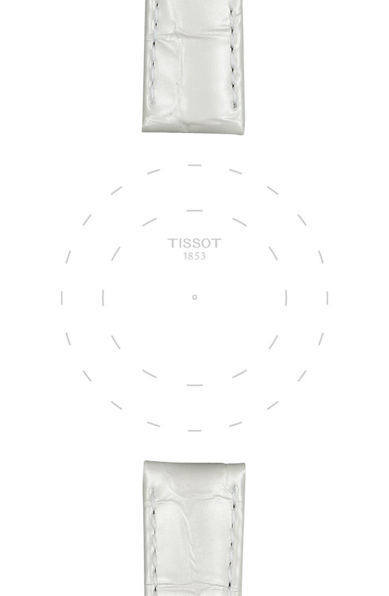 Tissot 16mm White Croc Embossed Leather Watchband, Alternate, color, White