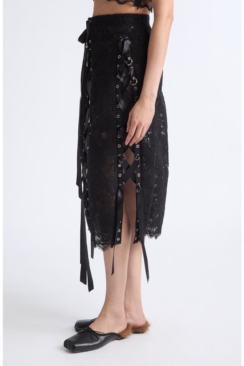 Unraveling Ribbon & Ring Lace Skirt, Alternate, color, BLACK