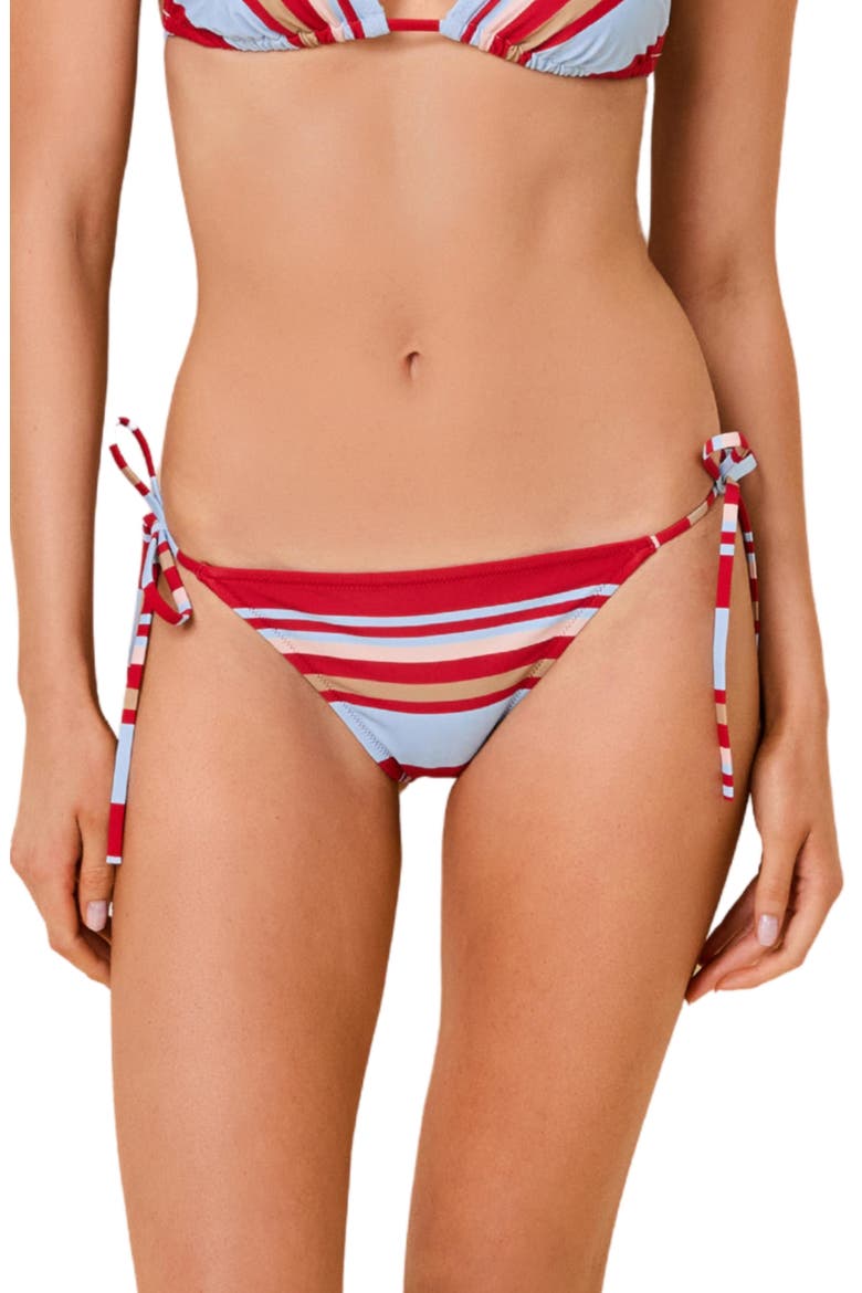 The Iris Side Tie Bikini Briefs, Main, color, CRANBERRY COPENHAGEN STRIPE