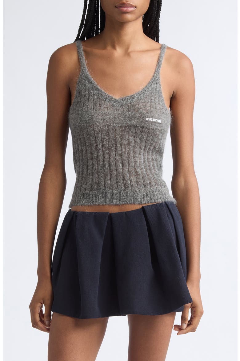 Wool & Mohair Blend Rib Sweater Camisole, Main, color, GREY