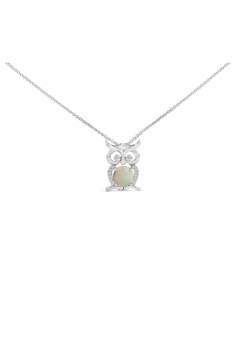 Haus of Brilliance .925 Sterling Silver Created Opal and Sapphire Pendant Necklace, Main, color, White