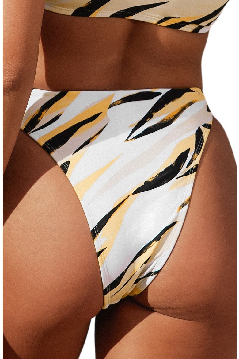 x Stassie Wild Weekend High Waist Cheeky Bikini Bottoms, Alternate, color, WHITE