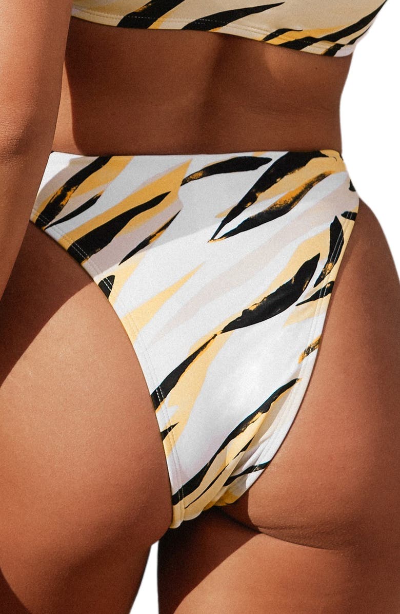 Cupshe x Stassie Wild Weekend High Waist Cheeky Bikini Bottoms, Alternate, color,