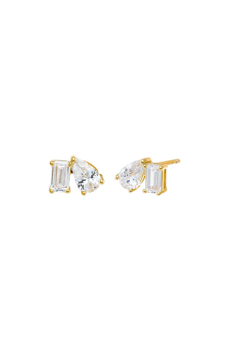 BY ADINA EDEN CZ Teardrop X Baguette Stud Earring, Main, color,
