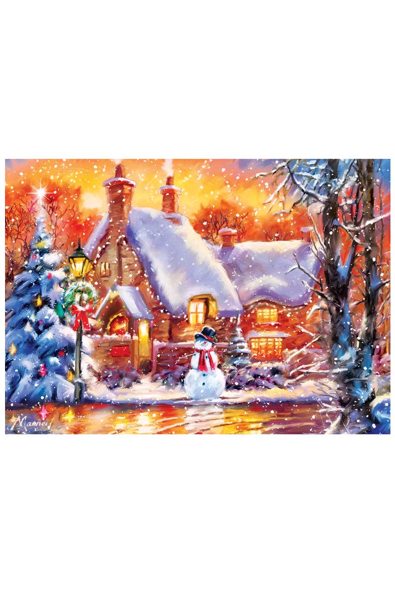 Snowman Cottage 500 Piece Glitter Puzzle, Alternate, color, Multicolor
