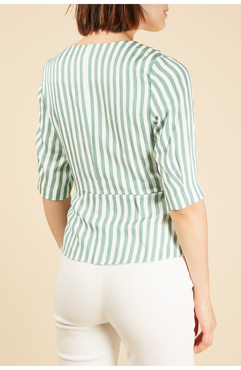 FRNCH Stripe Print Side Tie Blouse, Alternate, color, 