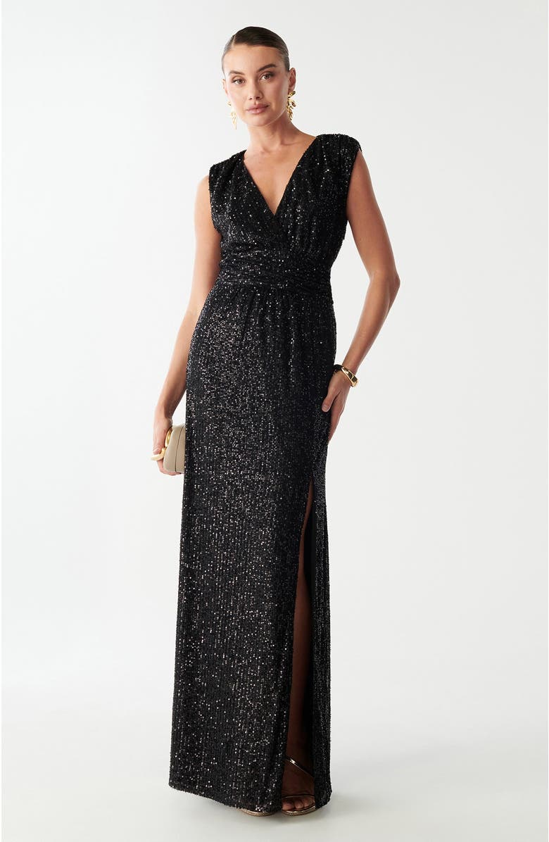 BWLDR Cottier Maxi Dress, Main, color, Black Sequin
