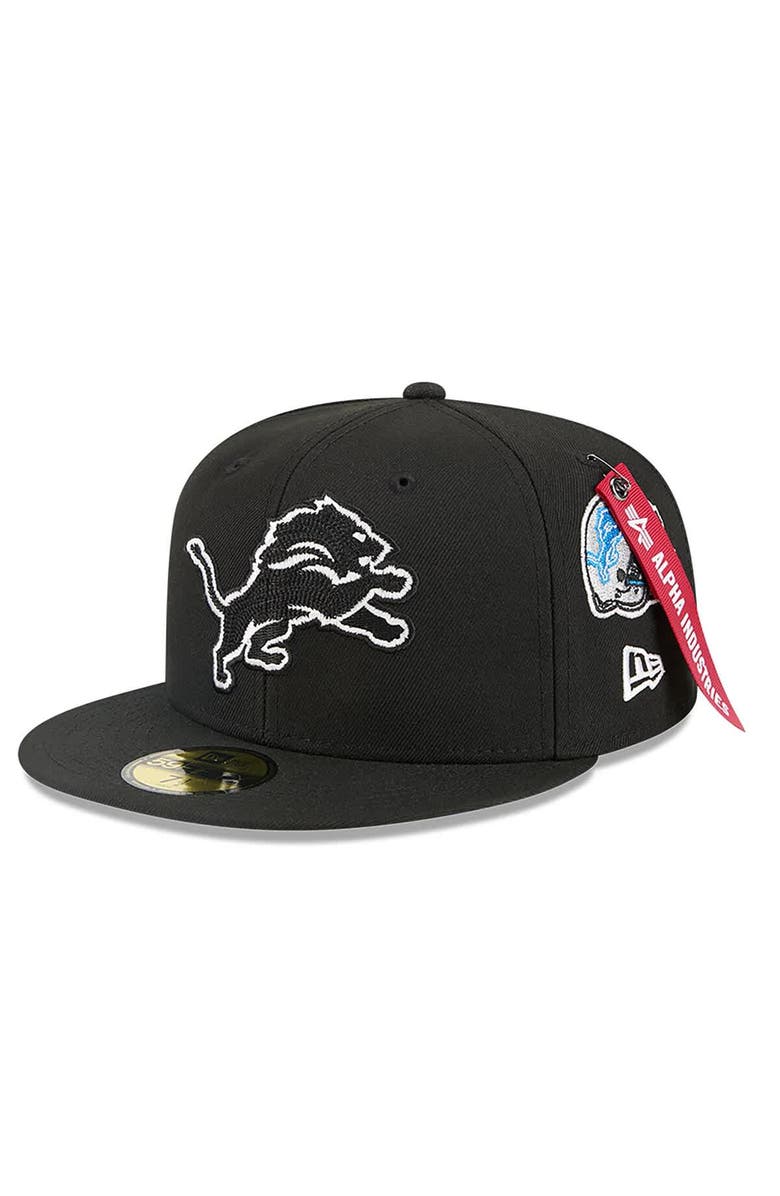 New Era x Alpha Industries Men's New Era x Alpha Industries Black Detroit Lions 59FIFTY Fitted Hat, Main, color,