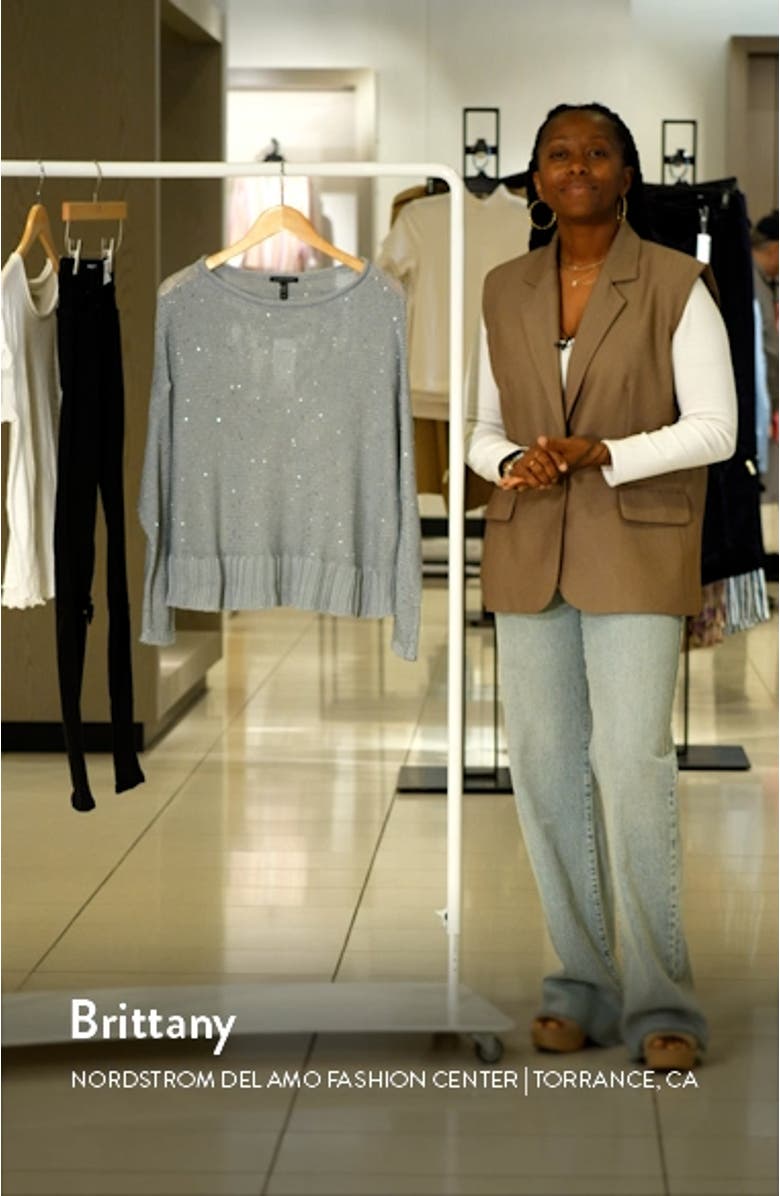 Boatneck Sequin Organic Cotton Crop Sweater, sales video thumbnail