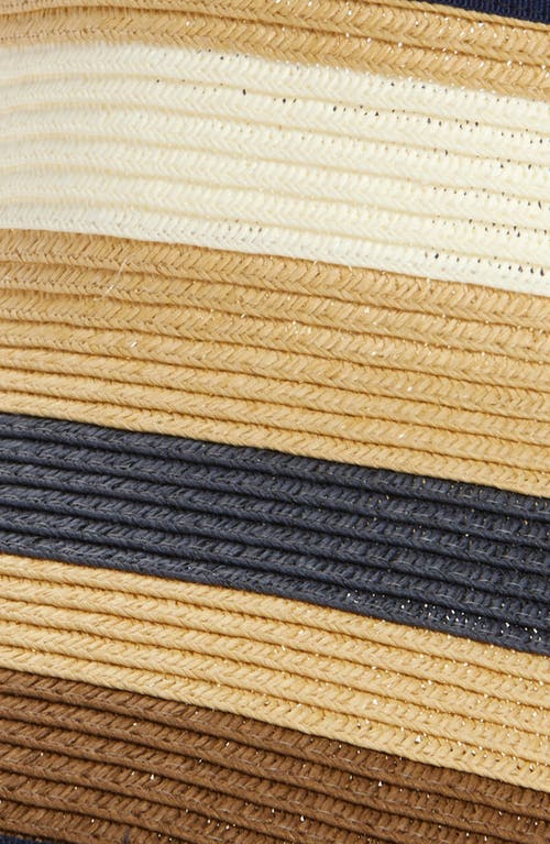 Cole Haan Stripe Packable Straw Visor In Brown