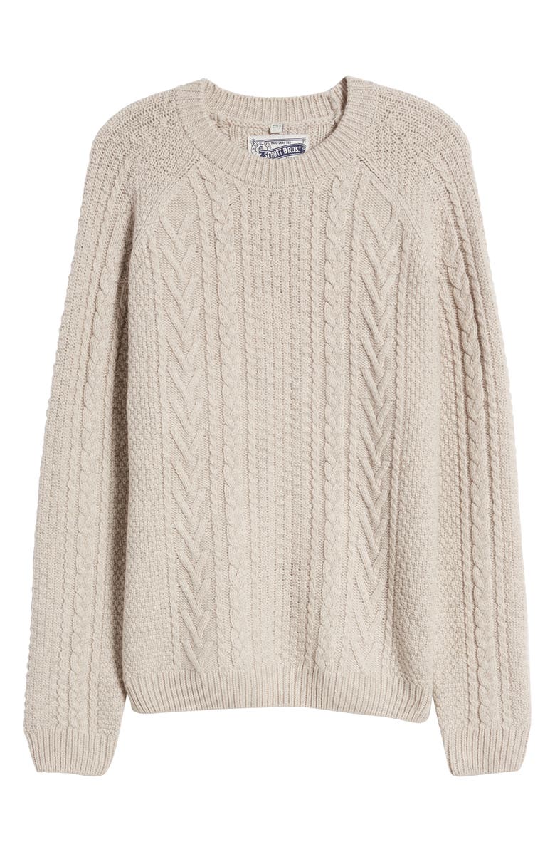 Schott NYC Heavyweight Wool Cable Fisherman Sweater, Main, color, 
