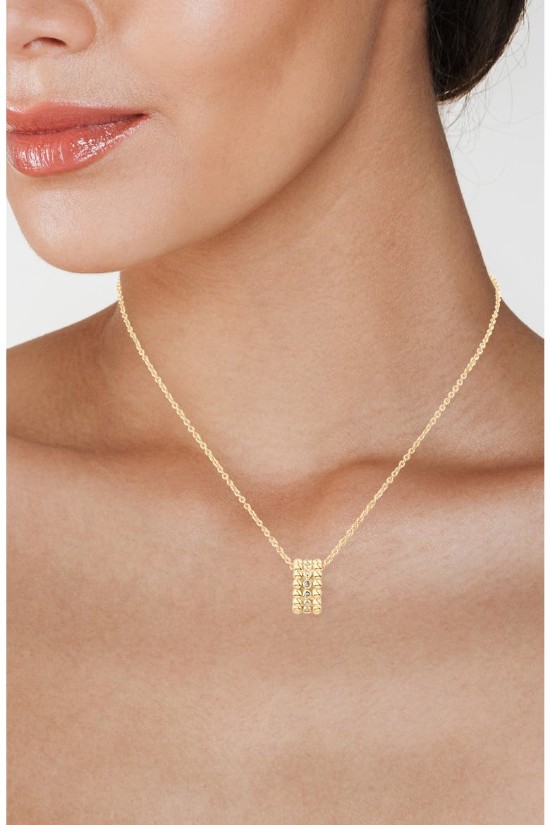 Triple Row Cubic Zirconia Pendant Necklace, Alternate, color, CLEAR GOLD