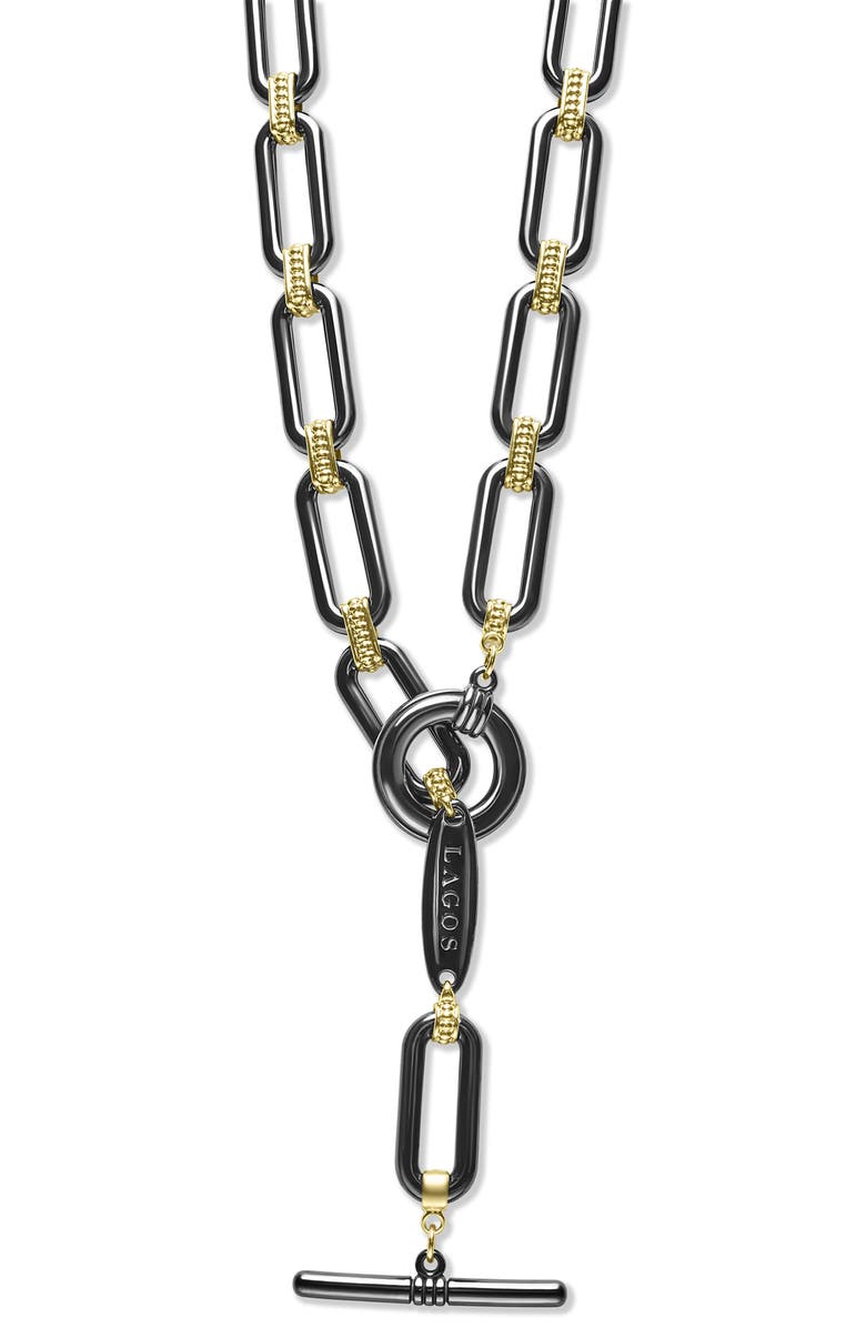 LAGOS Signature Black Caviar Chain Necklace, Alternate, color, Gold