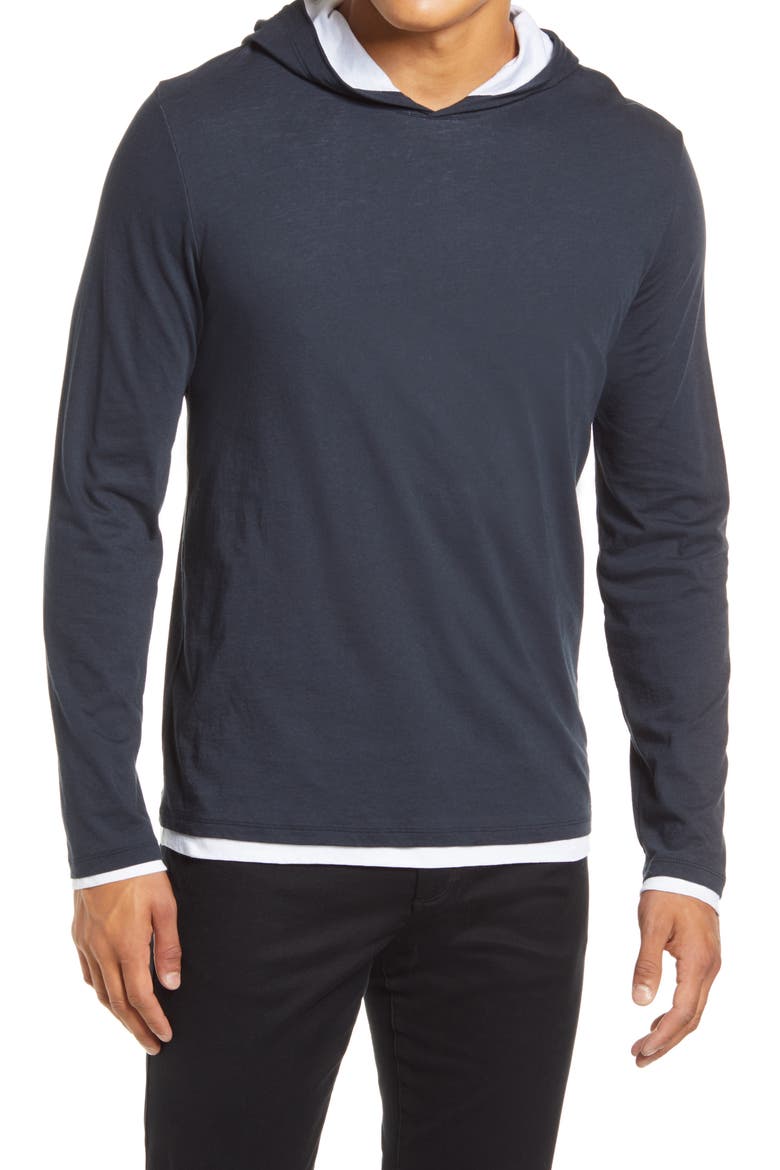 Regular Fit Double Layer Hoodie, Main, color, COASTAL/ OPTIC WHITE