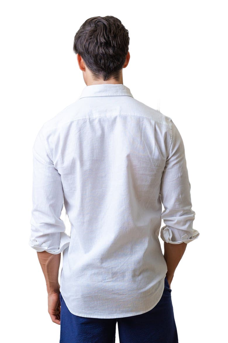 Mens' Linen Long Sleeve Button Down Shirt, Alternate, color, White