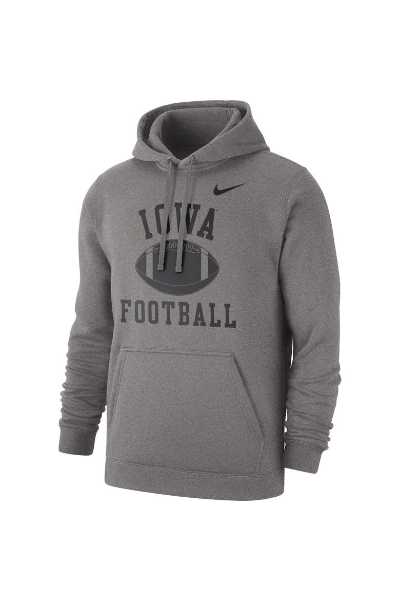 Men's Nike Heathered Gray Iowa Hawkeyes Football Club Pullover Hoodie, Alternate, color, Heather Gray